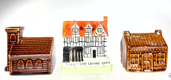 Three Ceramic Buildings Banks