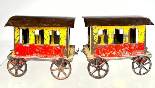 Two American Tin Train Cars