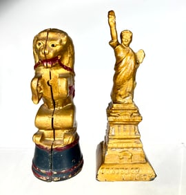 St. Liberty / Lion on Tub Cast Iron Still Banks
