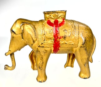 Elephant Swings Trunk Cast Iron Mechanical Bank
