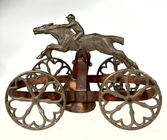 Equestrian Bell Toy Tin & Cast Iron