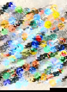 Assorted Machine-Made Marbles 100 in Total: American-1920 to 1950