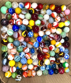 Assorted Machine-Made Marbles 145 in Total