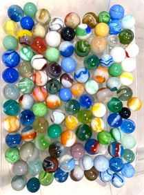 Assorted Machine-Made Marbles 105 in Total