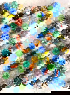 Assorted Machine-Made Marbles 105 in Total: American-1920 to 1950