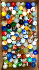 Assorted Machine-Made Marbles 110 in Total