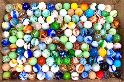 Assorted Machine-Made Marbles 140 in Total