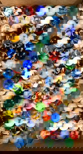 Assorted Machine-Made Marbles 110 in Total: American-1920 to 1950