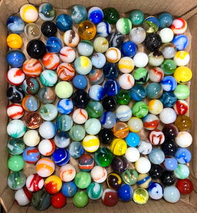 Assorted Machine-Made Marbles 140 in Total: American- 1920 to 1950