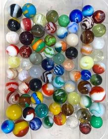 Assorted Machine-Made Marbles Approximately 85 in Total