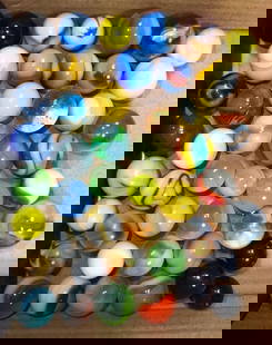 Assorted Machine-Made Marbles  43 in Total: 3/8"- 5/8" Wide