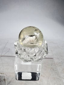 Sulfide Hand Blown Marble with Recumbent Cat