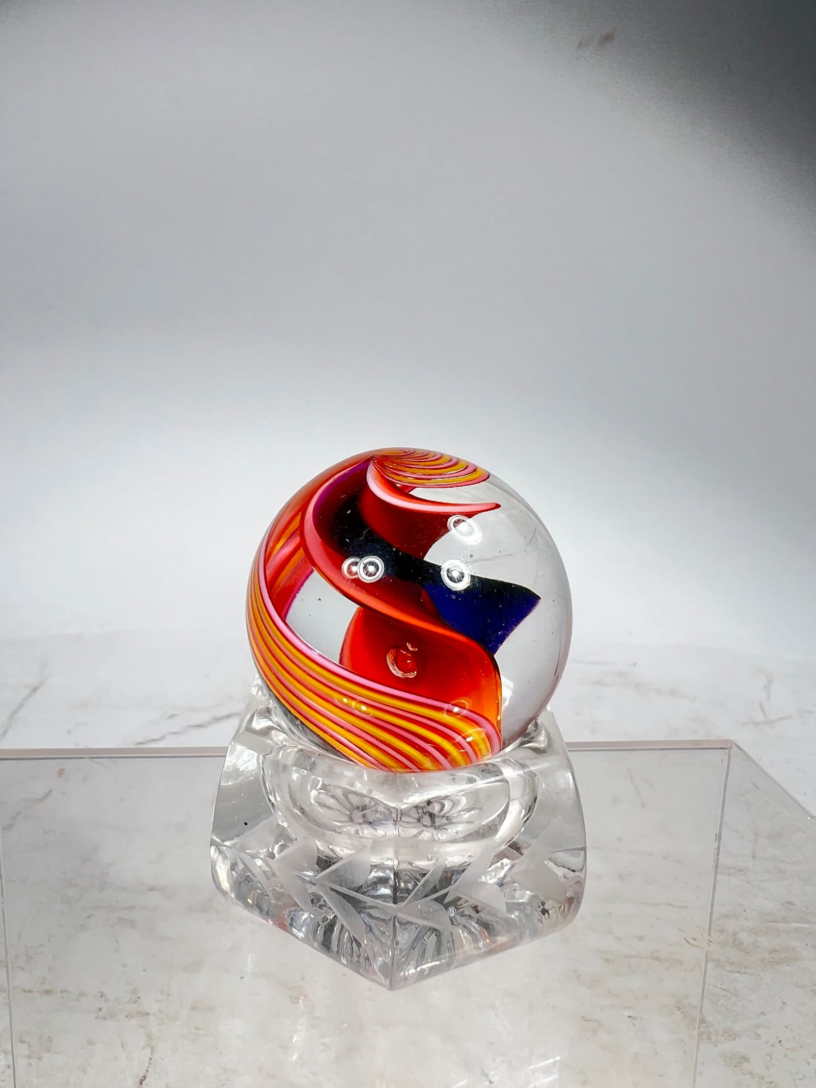 Ribbon Core Swirl Marble by Joe Holmes, Chatham Glass Co. (1 of 1)