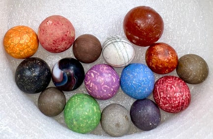 Sixteen Chalk/Soft Stone Marbles