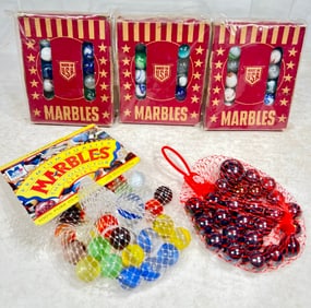 Two Bags/ Three Boxes of Machine Made Marbles
