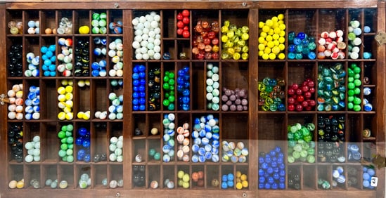 Large Group of Machine-Made Marbles, Displayed Beautifully, At least 600 to 700 Marbles