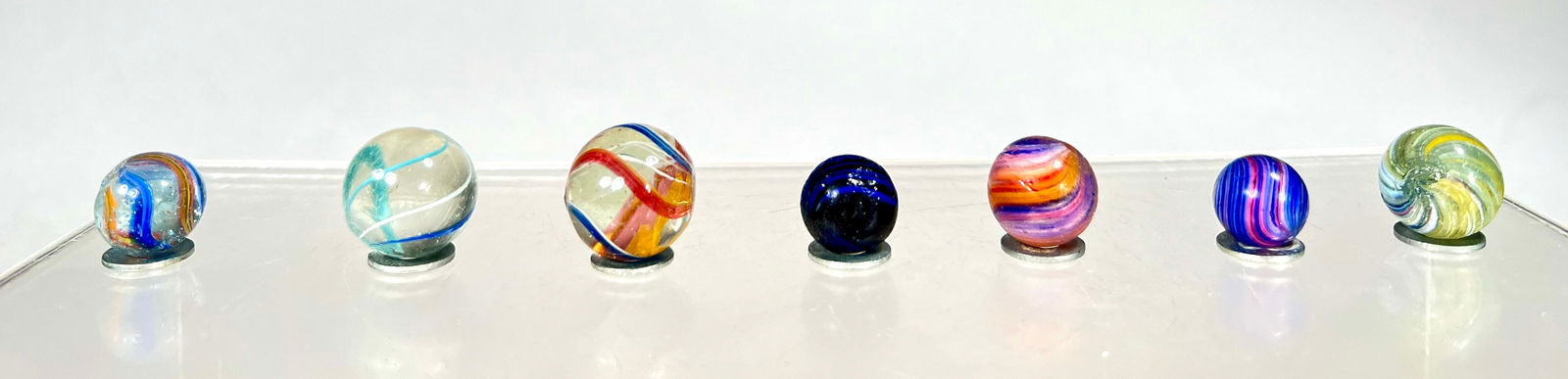 Latticino Corc Swirl Marbles (7 total) (1 of 1)