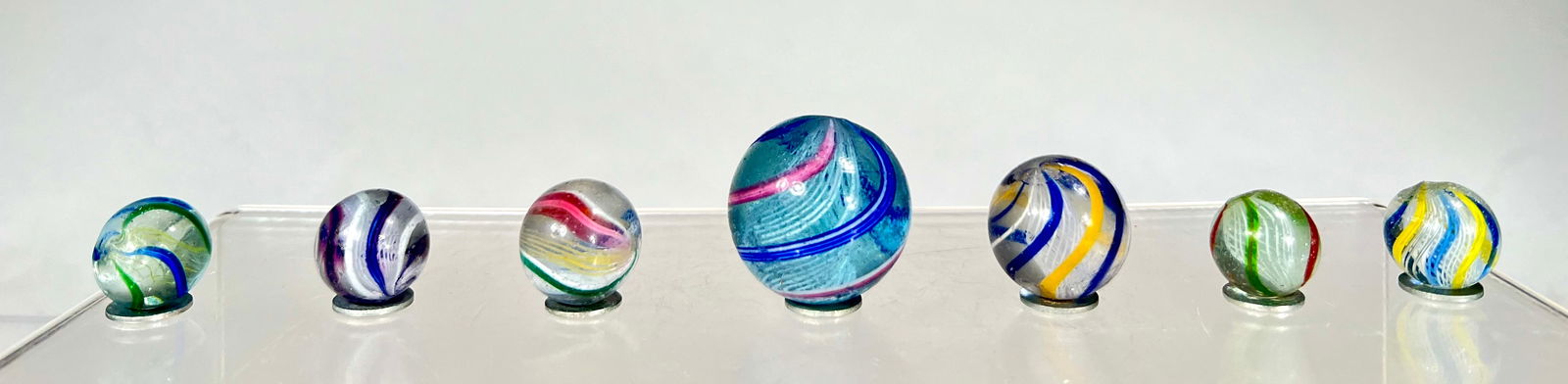 Latticino Corc Swirl Marbles (7 total) (1 of 1)