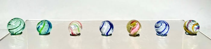 Latticino Corc Swirl Marbles (7 total)