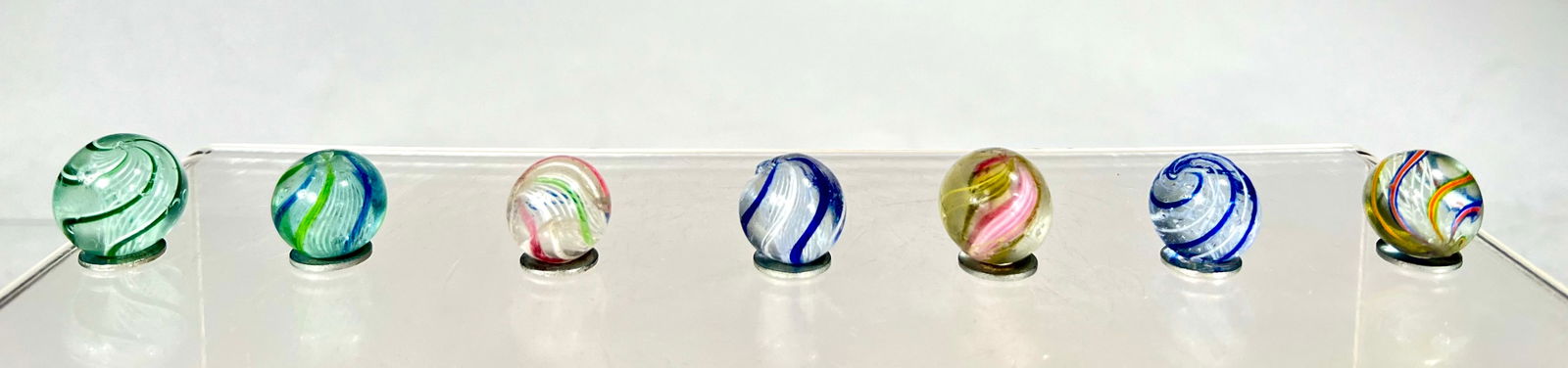Latticino Corc Swirl Marbles (7 total) (1 of 1)