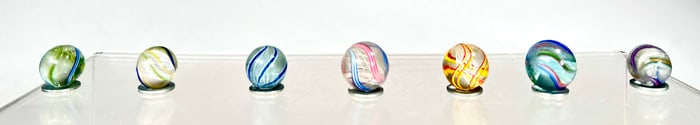Latticino Corc Swirl Marbles (7 total)