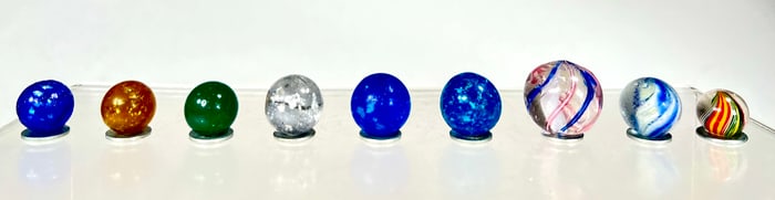 Mica or Swirl Marbles (9 total)