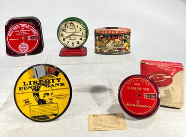 Five Tin Still Banks