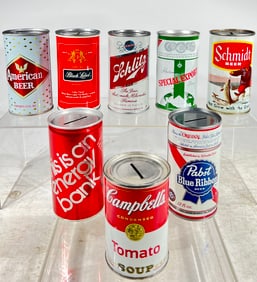 Eight Tin Canister Banks