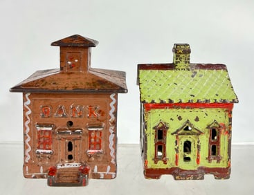 Two Early Cast Iron Building Banks