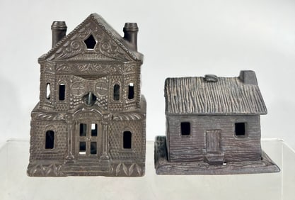 Two Cast Iron Building Banks