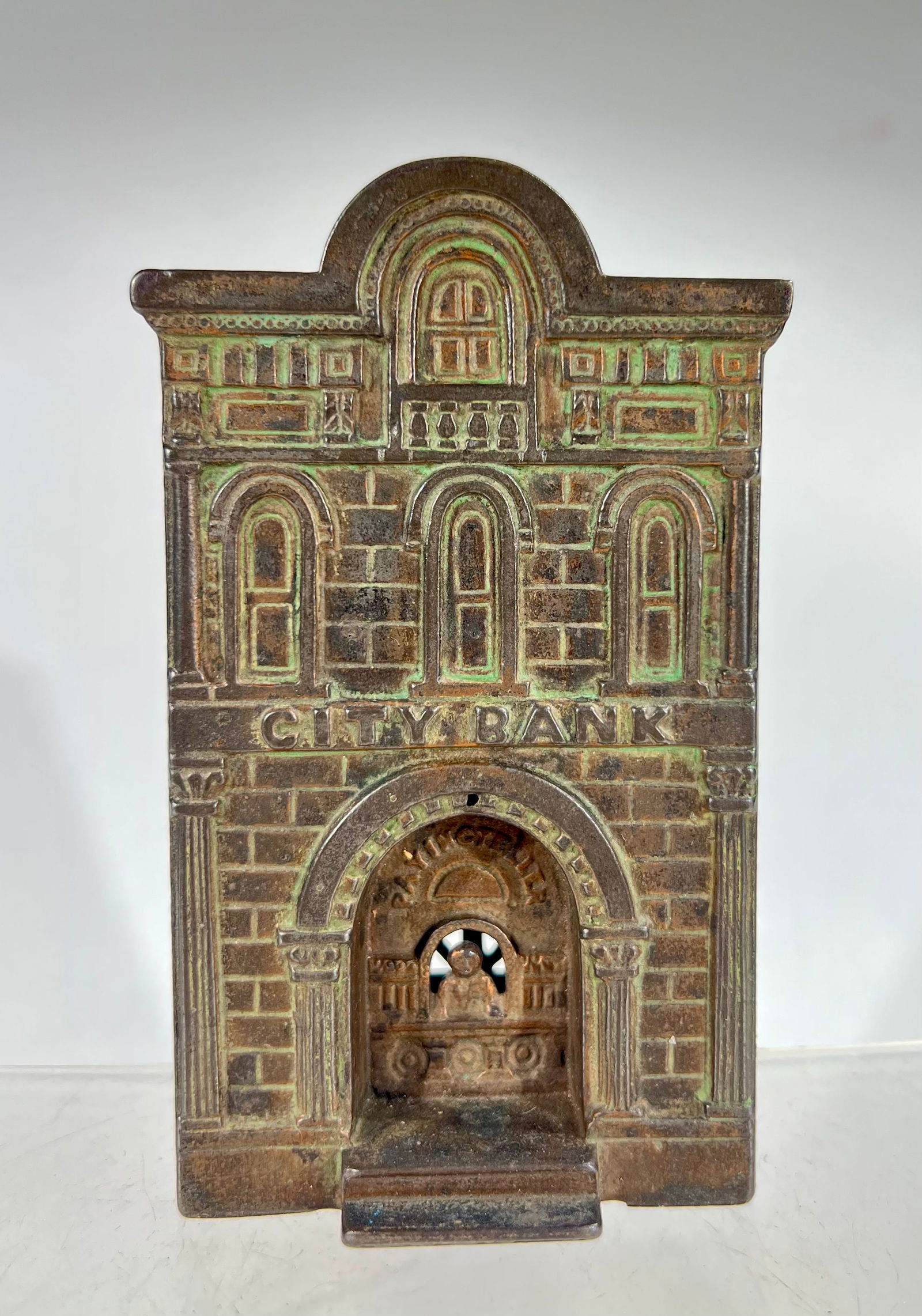 City Bank with Teller Cast Iron Still Bank (1 of 3)