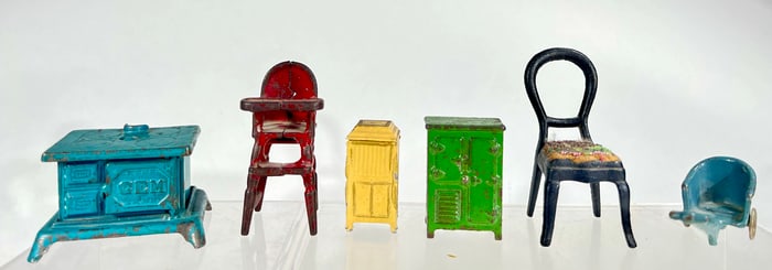 Six Cast Iron Furniture/Stove Pieces
