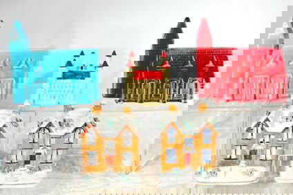 Five Ceramic Building Banks
