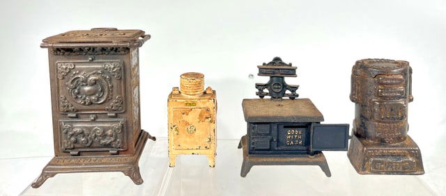 Four Assorted Stove/Heater Banks Cast Iron