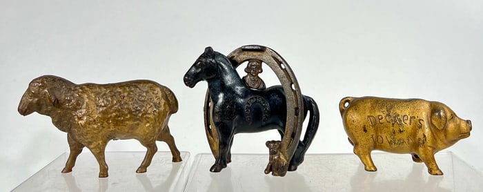 Three Cast Iron Animal Banks