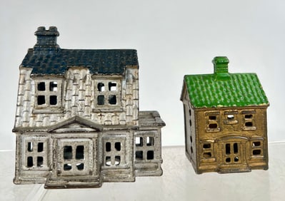 One Story House/ Colonial House Cast Iron Banks