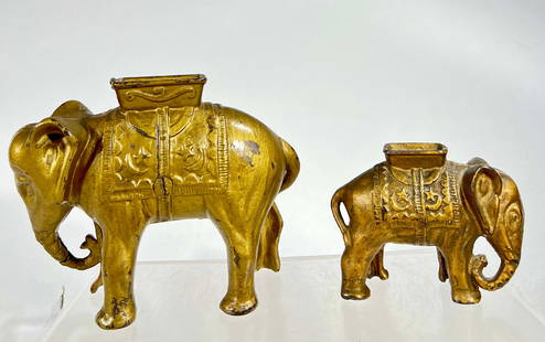 Two Elephant Banks: A.C. Williams Co. Ravenna, OH 1920 - 4" / 6 1/2" L