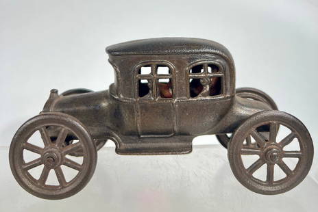 Auto w/ Four Passenger Cast Iron Bank: Kenton Hardware Kenton Ohio 1920 - 6 3/4" L