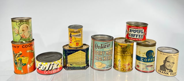 Ten Tin Advertising Banks