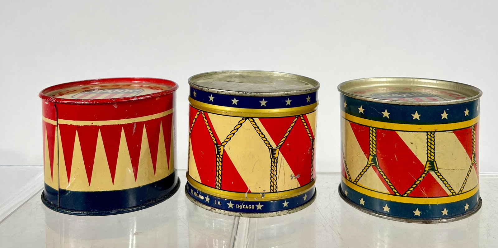 Three Patriotic Tin Drum Banks (1 of 3)