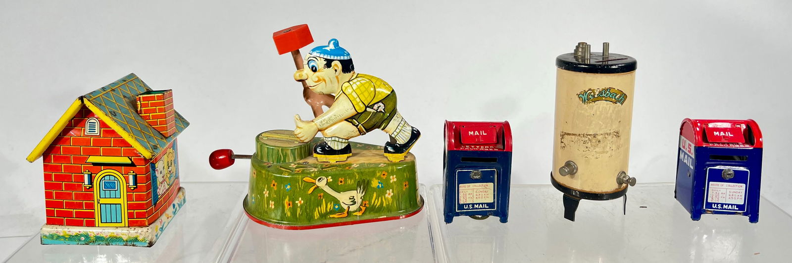 Ten Assorted Tin Banks (One wood/One Mechanical) (1 of 5)