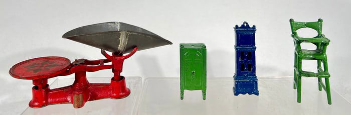 Four Miniature Cast Iron Toys
