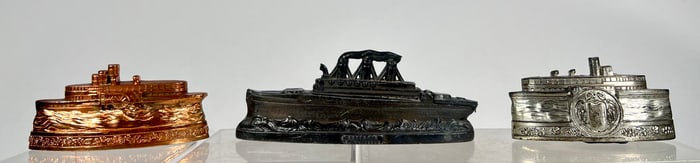 Three Silver/Copper Lead Boat Still Banks