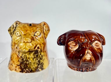 Two Ceramic Dog Bust Bank