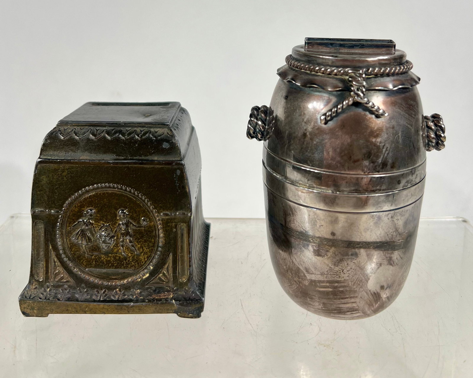 Two European Still Banks: Probably German 1920/30s - 3" / 4 1/4" T