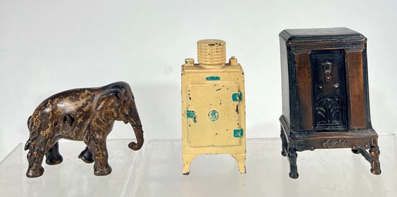 Three Cast Iron Banks