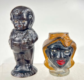Middy Bank/ Two Faced Young Man Cast Iron Bank