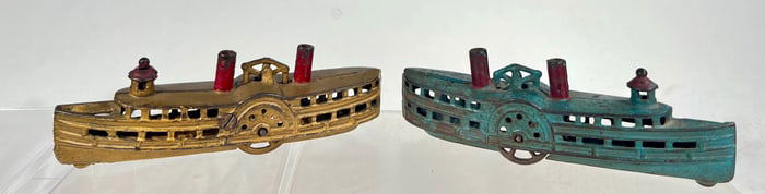 Two Paddlewheel Cast Iron Banks