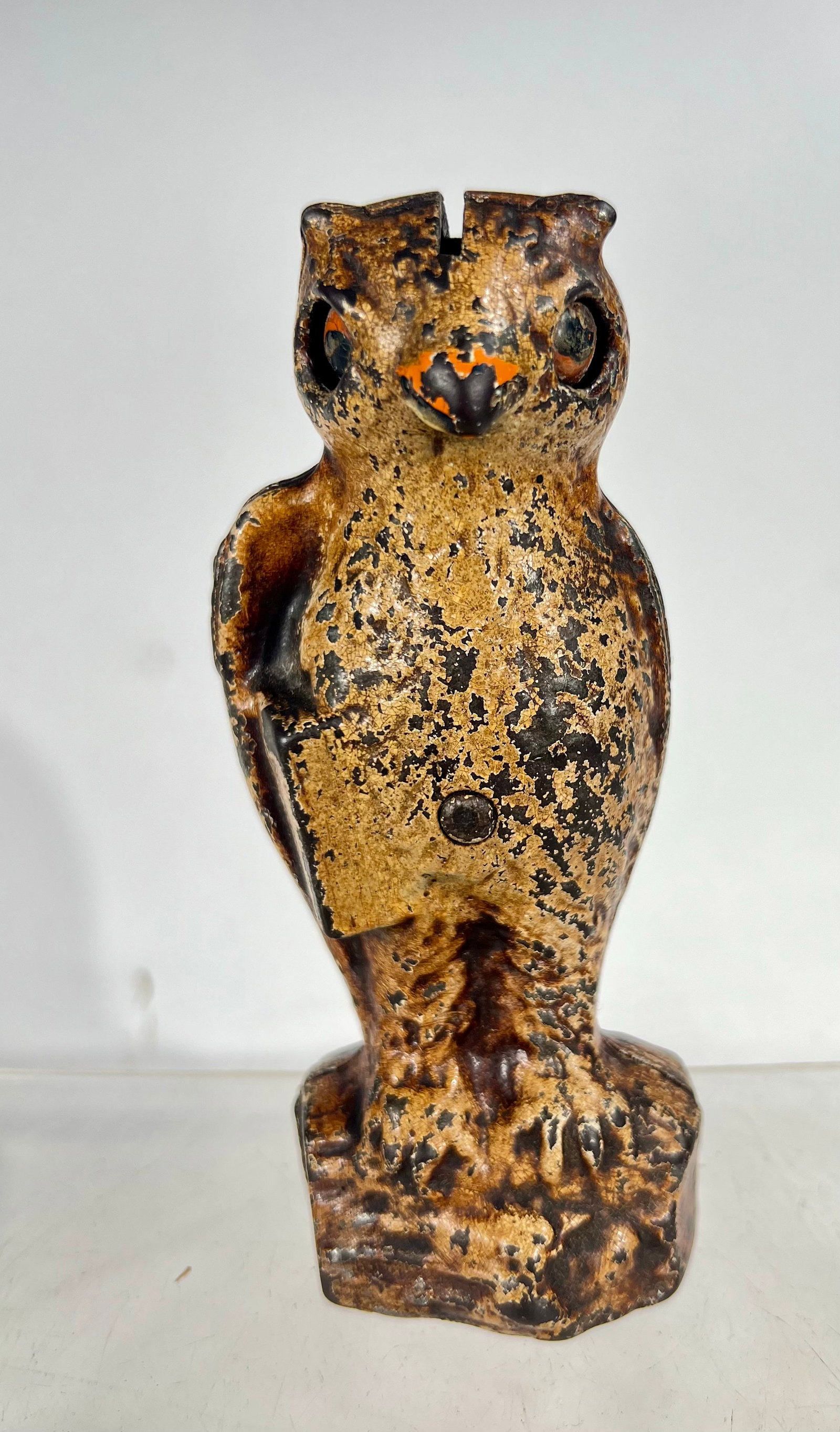 Owl Slot in Head Mechanical Bank: Kilgore MFG Co. Westerville, OH 1930 - 5 3/4" T