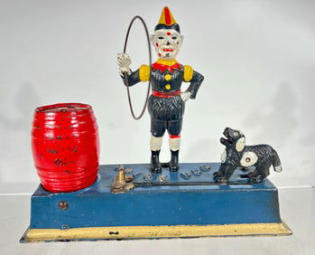 Trick Dog Cast Iron Mechanical Bank Solid Blue Version